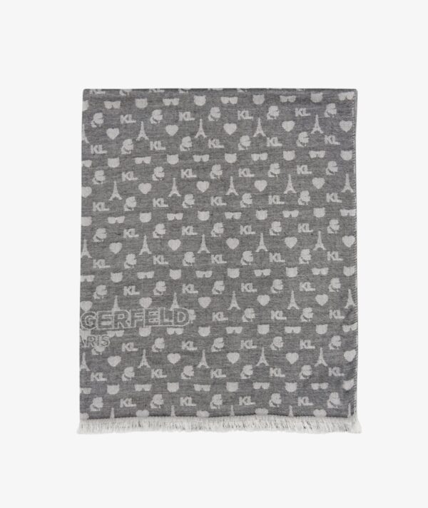 KARL LAGERFELD KARL ICON REVERSIBLE SCARF IN GREY