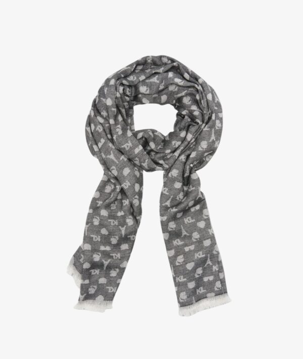 KARL LAGERFELD KARL ICON REVERSIBLE SCARF IN GREY