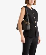 KARL LAGERFELD MEDIUM LEATHER SHOULDER BAG WITH GOLDEN CHARMS IN BLACK