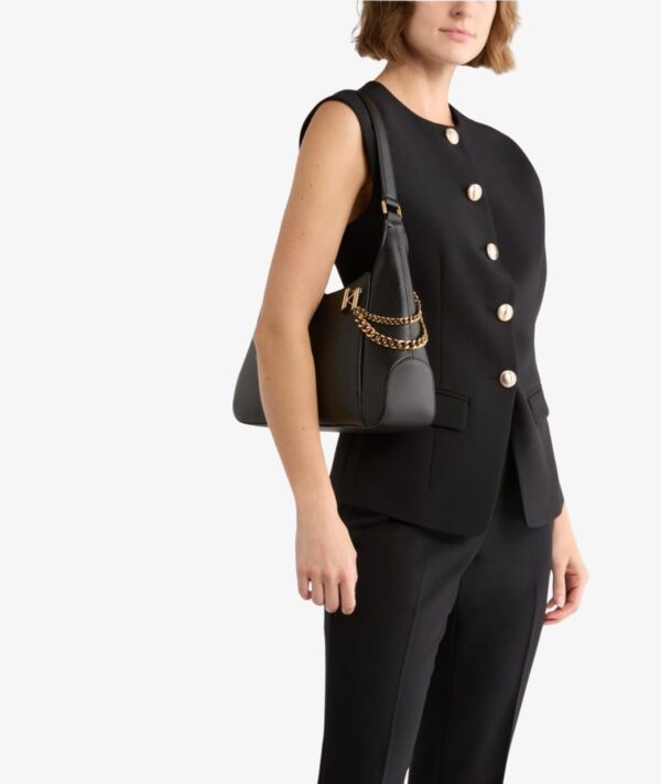 KARL LAGERFELD MEDIUM LEATHER SHOULDER BAG WITH GOLDEN CHARMS IN BLACK