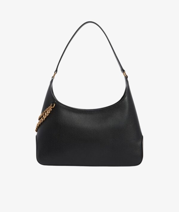KARL LAGERFELD MEDIUM LEATHER SHOULDER BAG WITH GOLDEN CHARMS IN BLACK