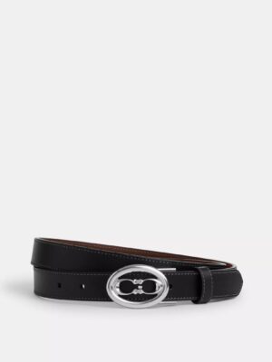 COACH LEATHER Cut-To-Size Belt WITH SILVER Buckle IN BLACK