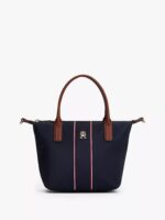 TOMMY HILFIGER Signature Stripe Mini Tote Bag IN NAVY BLUE