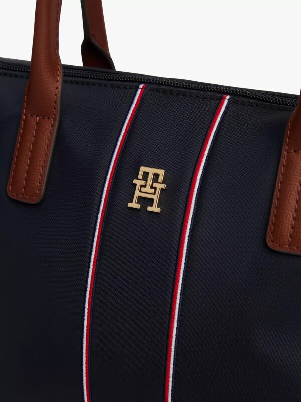TOMMY HILFIGER Signature Stripe Mini Tote Bag IN NAVY BLUE
