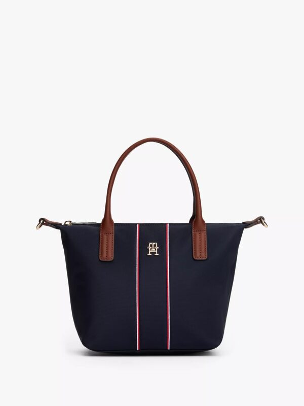 TOMMY HILFIGER Signature Stripe Mini Tote Bag IN NAVY BLUE