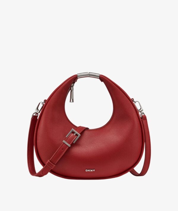 DKNY Margot Crescent Small Crossbody Bag in RUBY RED