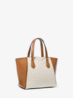 Michael Kors Taryn Small Leather & Signature Logo and Convertible Bag IN VANILLA