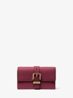 Michael Kors Nolita Medium Pebbled Leather Tri-Fold Wallet IN MULBERRY