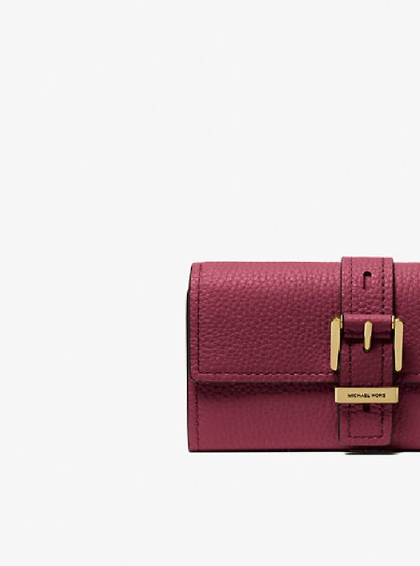 Michael Kors Nolita Medium Pebbled Leather Tri-Fold Wallet IN MULBERRY