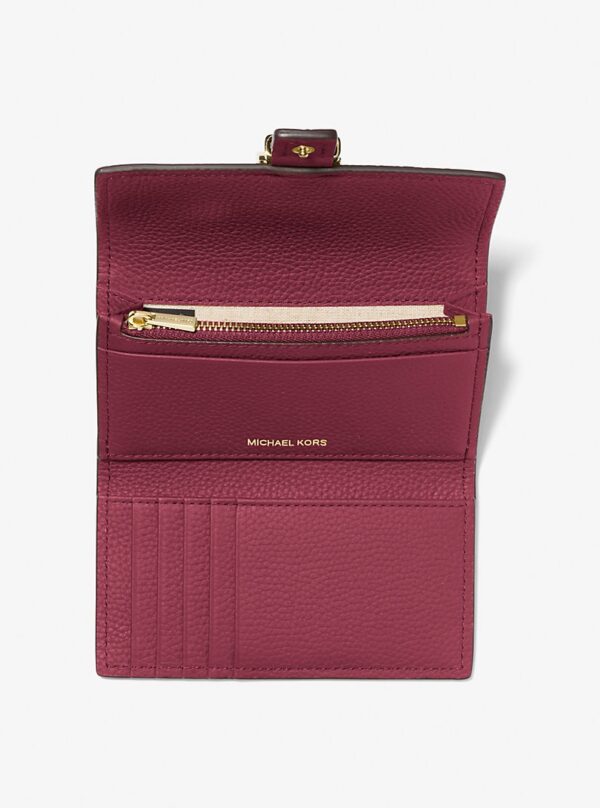 Michael Kors Nolita Medium Pebbled Leather Tri-Fold Wallet IN MULBERRY
