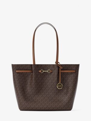 Michael Kors Carson Large Signature Logo Tote Bag in Brown