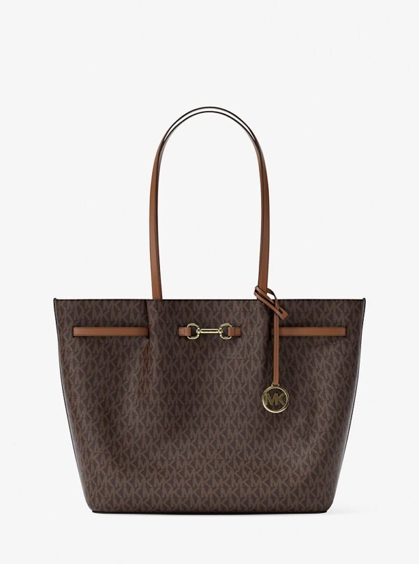Michael Kors Carson Large Signature Logo Tote Bag in Brown