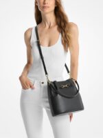 Michael Kors Carson Medium Pebbled Leather Convertible Bucket Crossbody Bag in Black