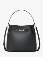 Michael Kors Carson Medium Pebbled Leather Convertible Bucket Crossbody Bag in Black