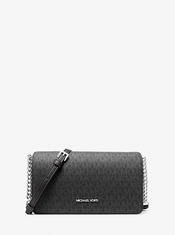 Michael Kors Jet Set Medium flap Signature Logo Crossbody Bag In Black