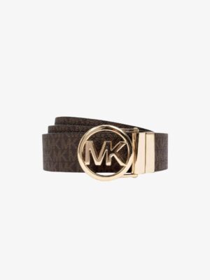 Michael Kors Reversible 2 IN 1 Logo and Smooth Belt IN BROWN AND BLACK