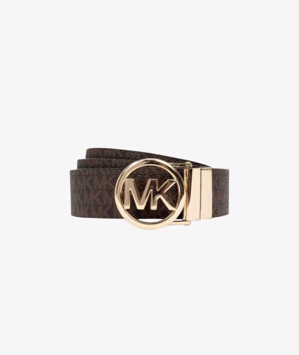 Michael Kors Reversible 2 IN 1 Logo and Smooth Belt IN BROWN AND BLACK