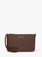 Michael Kors Small Signature Logo Convertible Wristlet in Brown