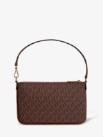 Michael Kors Small Signature Logo Convertible Wristlet in Brown