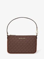 Michael Kors Small Signature Logo Convertible Wristlet in Brown