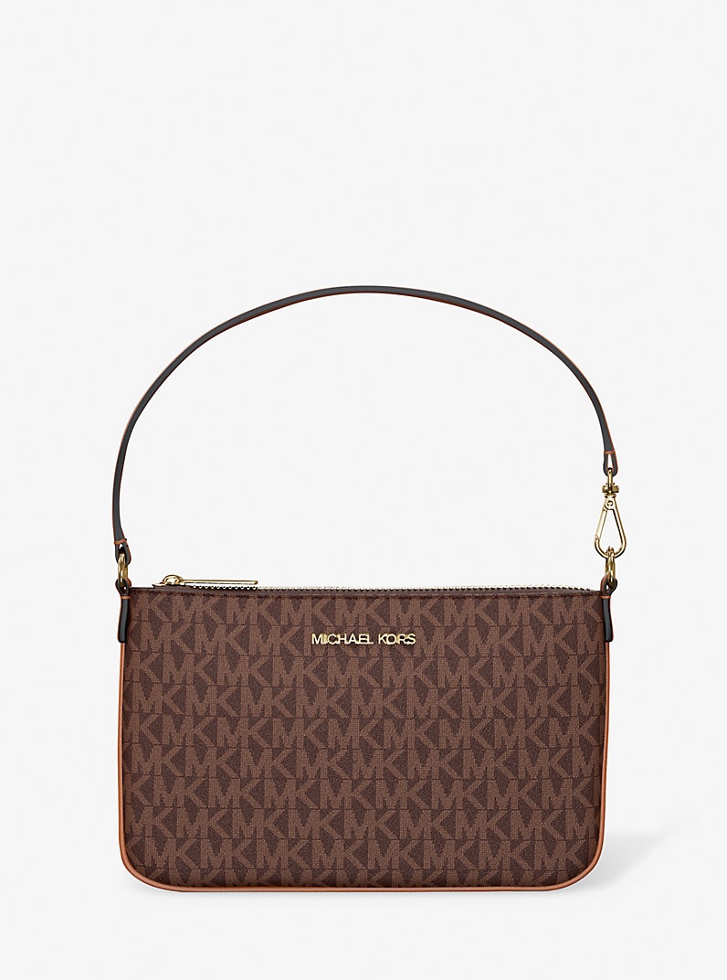 Michael Kors Small Signature Logo Convertible Wristlet in Brown