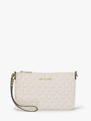 Michael Kors Small Signature Logo Convertible Wristlet in Vanilla