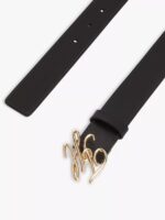 TOMMY HILFIGER Script Monogram Buckle Leather Belt in black