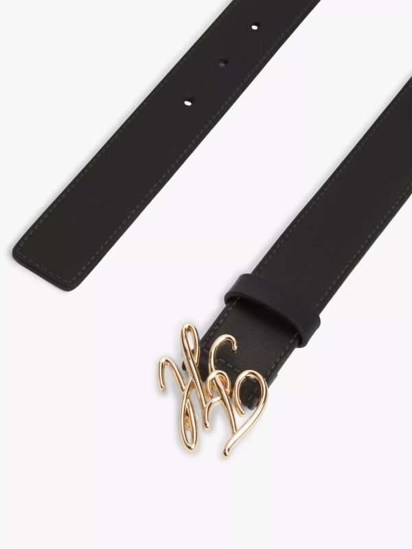 TOMMY HILFIGER Script Monogram Buckle Leather Belt in black