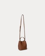 RALPH LAUREN Leather Crosshatch Small Reese Bucket Bag in Lauren Tan