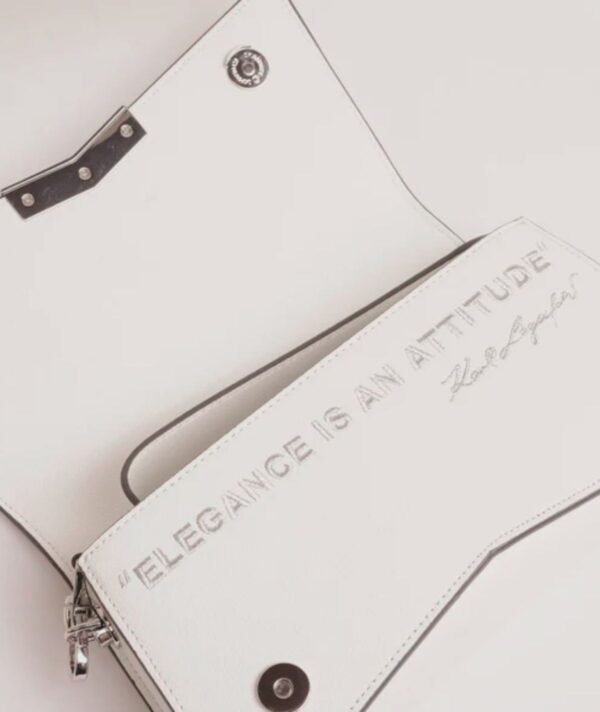 KARL LAGERFELD PARIS Tropez Small Leather Crossbody bag In white