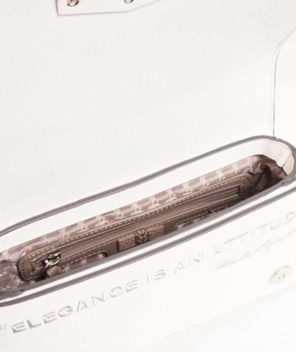 KARL LAGERFELD PARIS Tropez Small Leather Crossbody bag In white