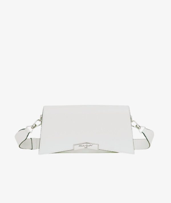 KARL LAGERFELD PARIS Tropez Small Leather Crossbody bag In white