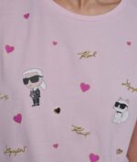 KARL LAGERFELD ALL OVER HEARTS TSHIRT IN SOFT PINK