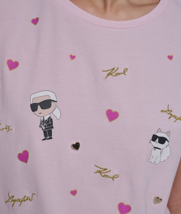 KARL LAGERFELD ALL OVER HEARTS TSHIRT IN SOFT PINK
