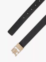 TOMMY HILFIGER Monogram Buckle Reversible Leather Belt IN BLACK & SOFT CREAM