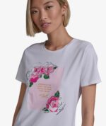 KARL LAGERFELD WOMEN'S FLORAL TSHIRT IN WHITE