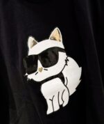 KARL LAGERFELD CHOUPETTE METALLIC TSHIRT IN BLACK