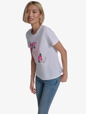KARL LAGERFELD WOMEN'S FLORAL TSHIRT IN WHITE