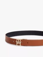 TOMMY HILFIGER Monogram Buckle Reversible Leather Belt IN NAVY & COGNAC