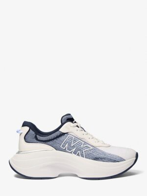 Michael Kors Stretch Knit Trainer IN WHITE NAVY