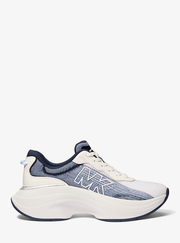 Michael Kors Stretch Knit Trainer IN WHITE NAVY
