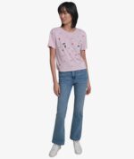 KARL LAGERFELD ALL OVER HEARTS TSHIRT IN SOFT PINK
