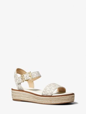 Michael Kors Signature Logo Platform Espadrille Sandal IN CREAM