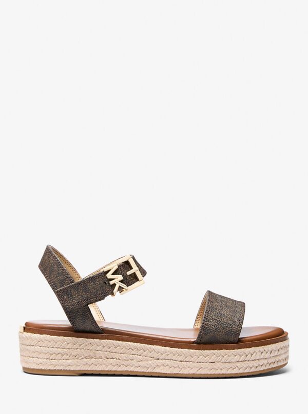Michael Kors Signature Logo Platform Espadrille Sandal IN BROWN
