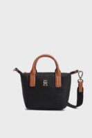 TOMMY HILFIGER TH Monogram Crossbody MICRO Tote Bag IN BLACK