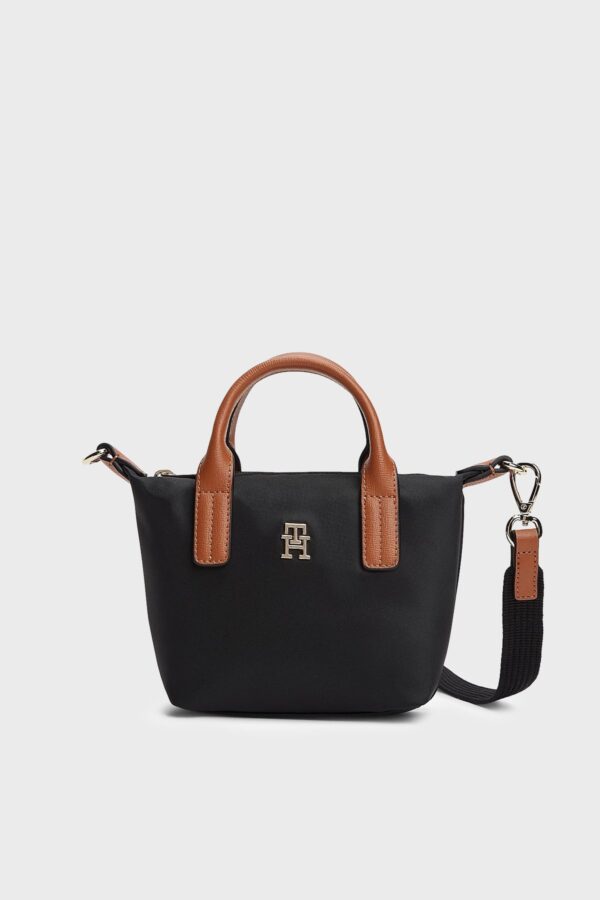 TOMMY HILFIGER TH Monogram Crossbody MICRO Tote Bag IN BLACK