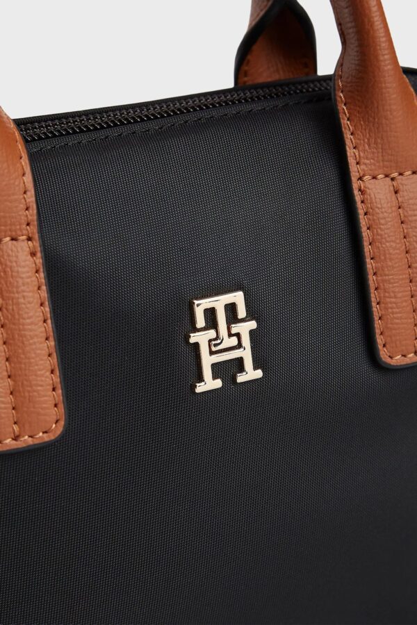 TOMMY HILFIGER TH Monogram Crossbody MICRO Tote Bag IN BLACK