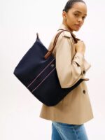 TOMMY HILFIGER Signature Stripe Tote Bag IN NAVY BLUE