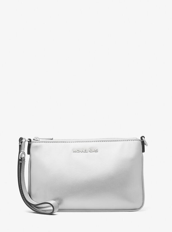 Michael Kors Small Metallic Wristlet IN silver