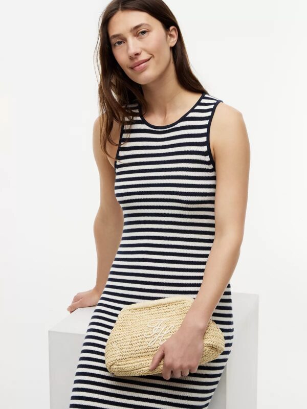 TOMMY HILFIGER Script Monogram Raffia Clutch IN NATURAL RAFFIA